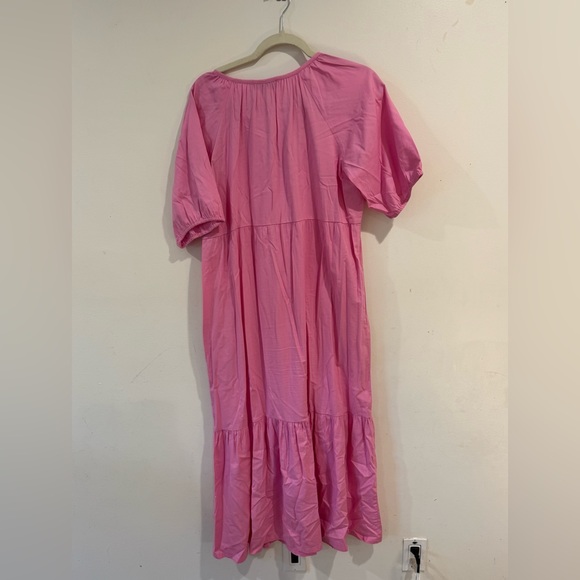 Loft Pink V-Neck Midi Dress - Picture 2 of 2